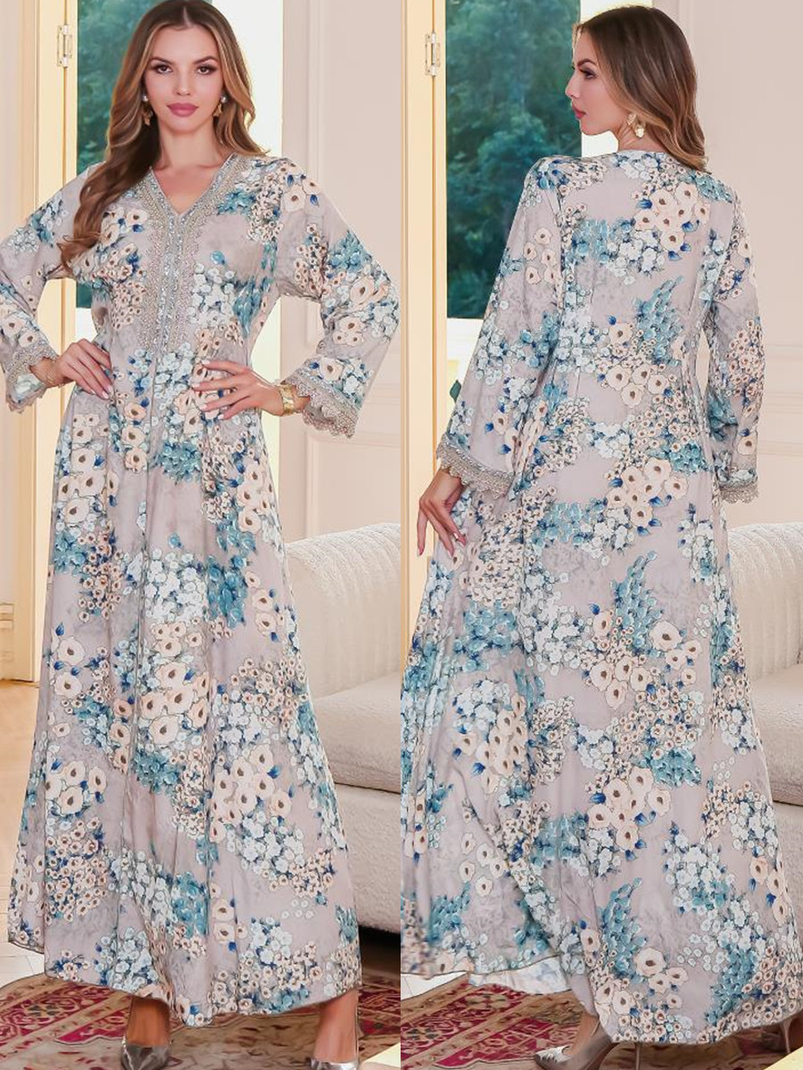 Embroidery Kebaya - Sukienka Abaja Dubaj dla muzułmańskich kobiet,