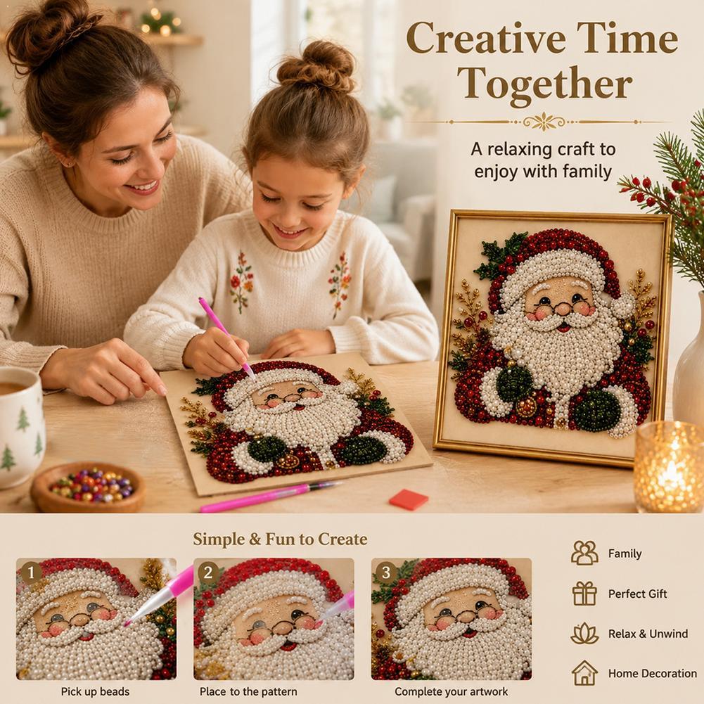 Embroidery Wall Art - Świąteczny Zestaw DIY z Perłami i