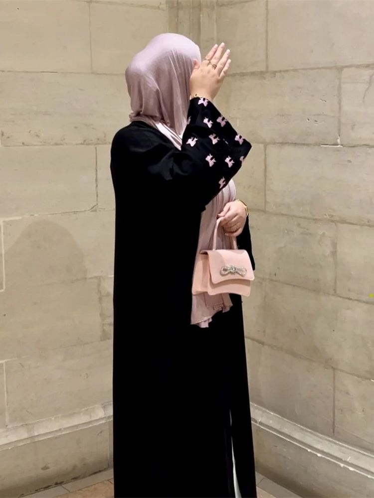 Embroidery Kebaya - Ramadan Czarne Serce Abaya Damen Dubaj