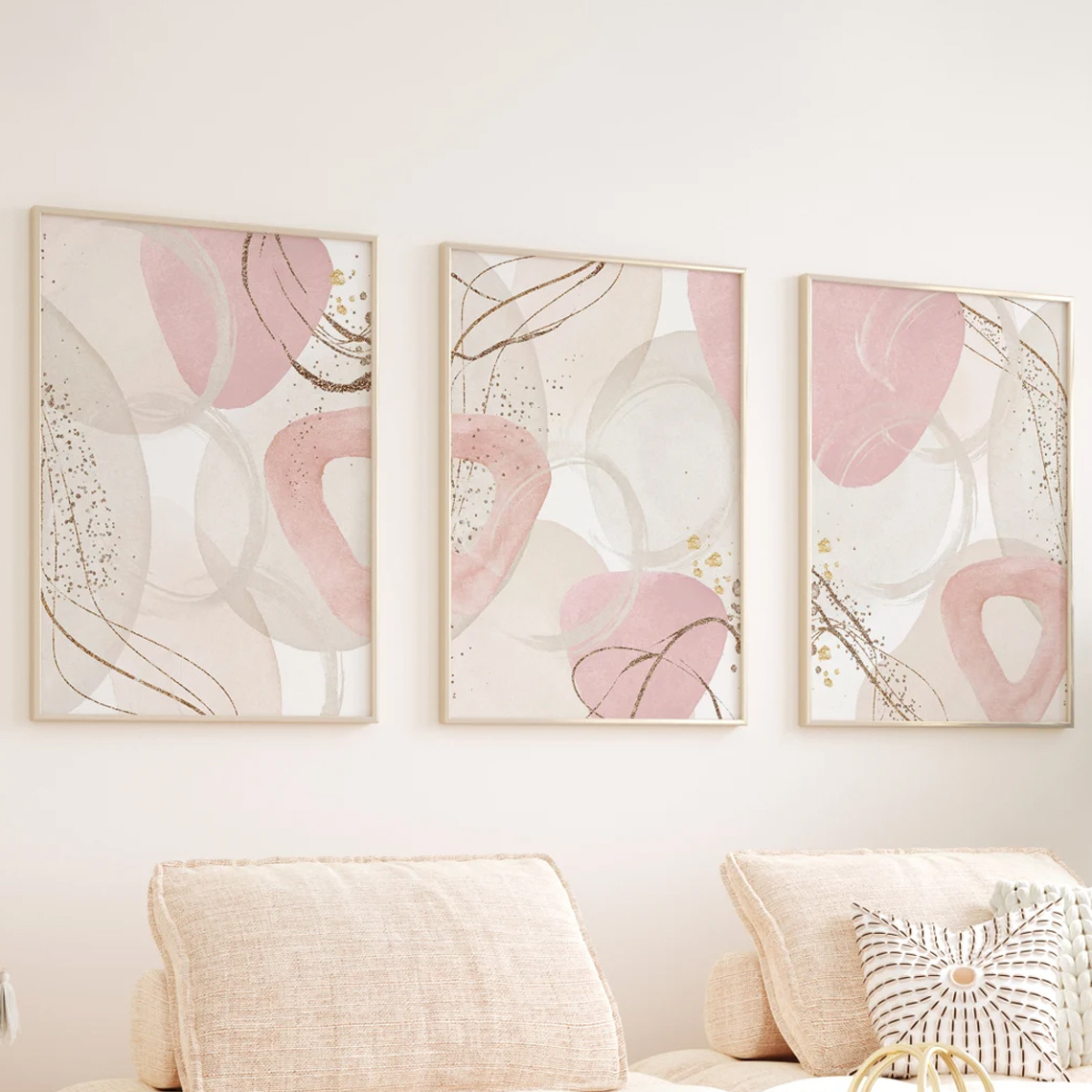 Embroidery Wall Art - 3-częściowy zestaw obrazów na płótnie w