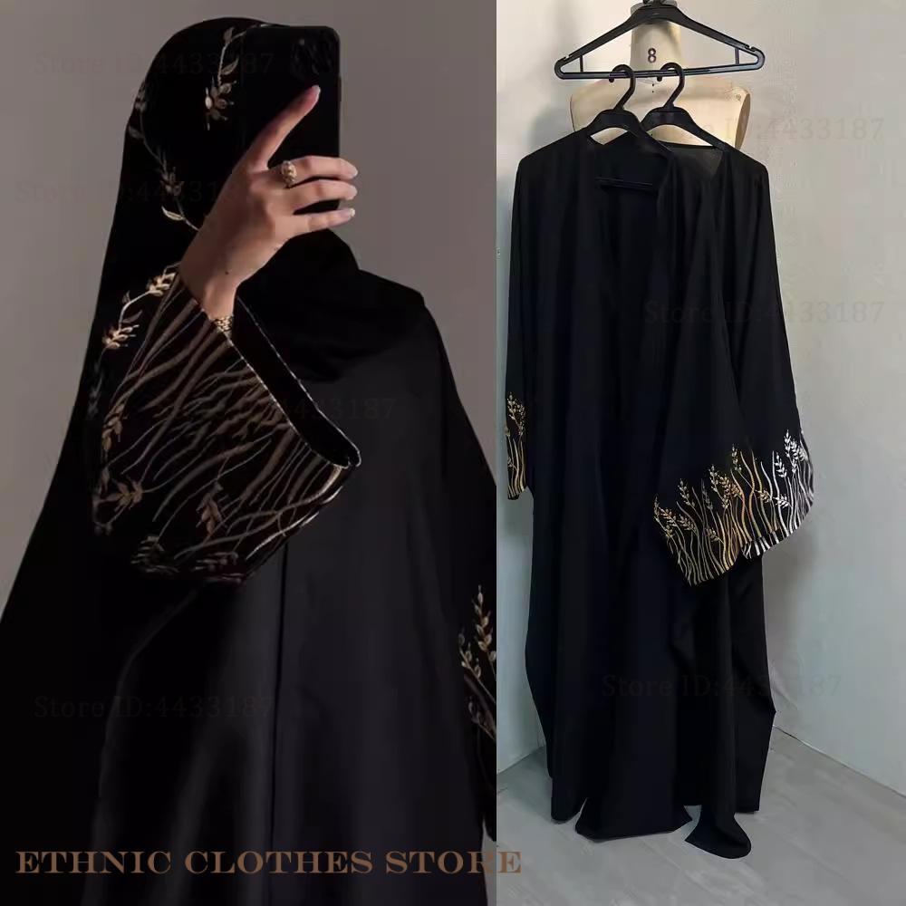 Embroidery Kebaya - Elegancka czarna abaja z haftem dla