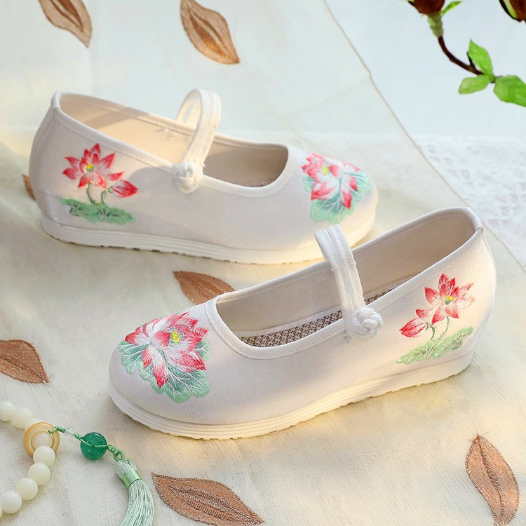Damskie biało-zielone buty Mar – Embroidery Print recenzja i cena