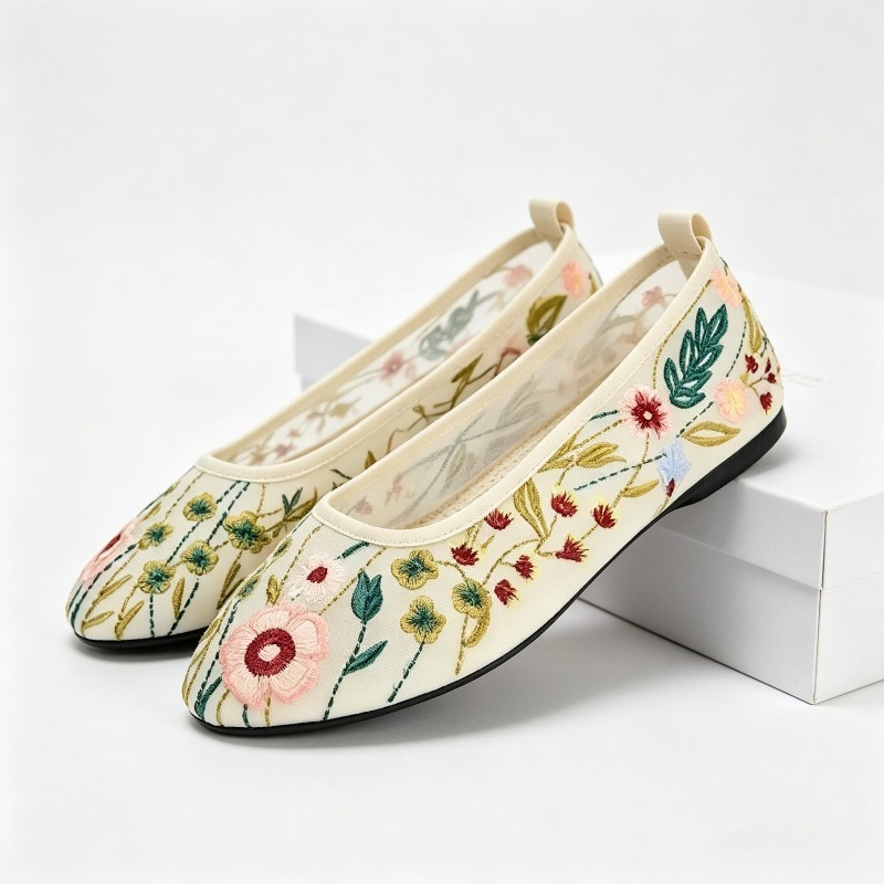 Okrągłe palce Mesh Ballet Flat – Embroidery Meaning recenzja i cena