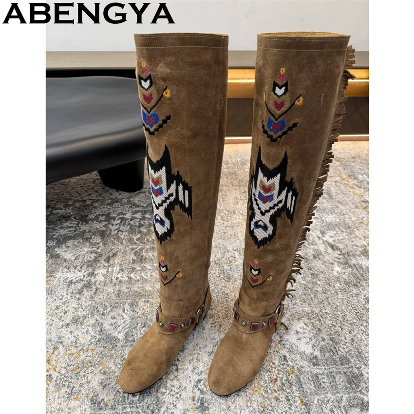 ABENGYA 2026 Zimowe Nowe Kozak – Embroidery Print recenzja i cena