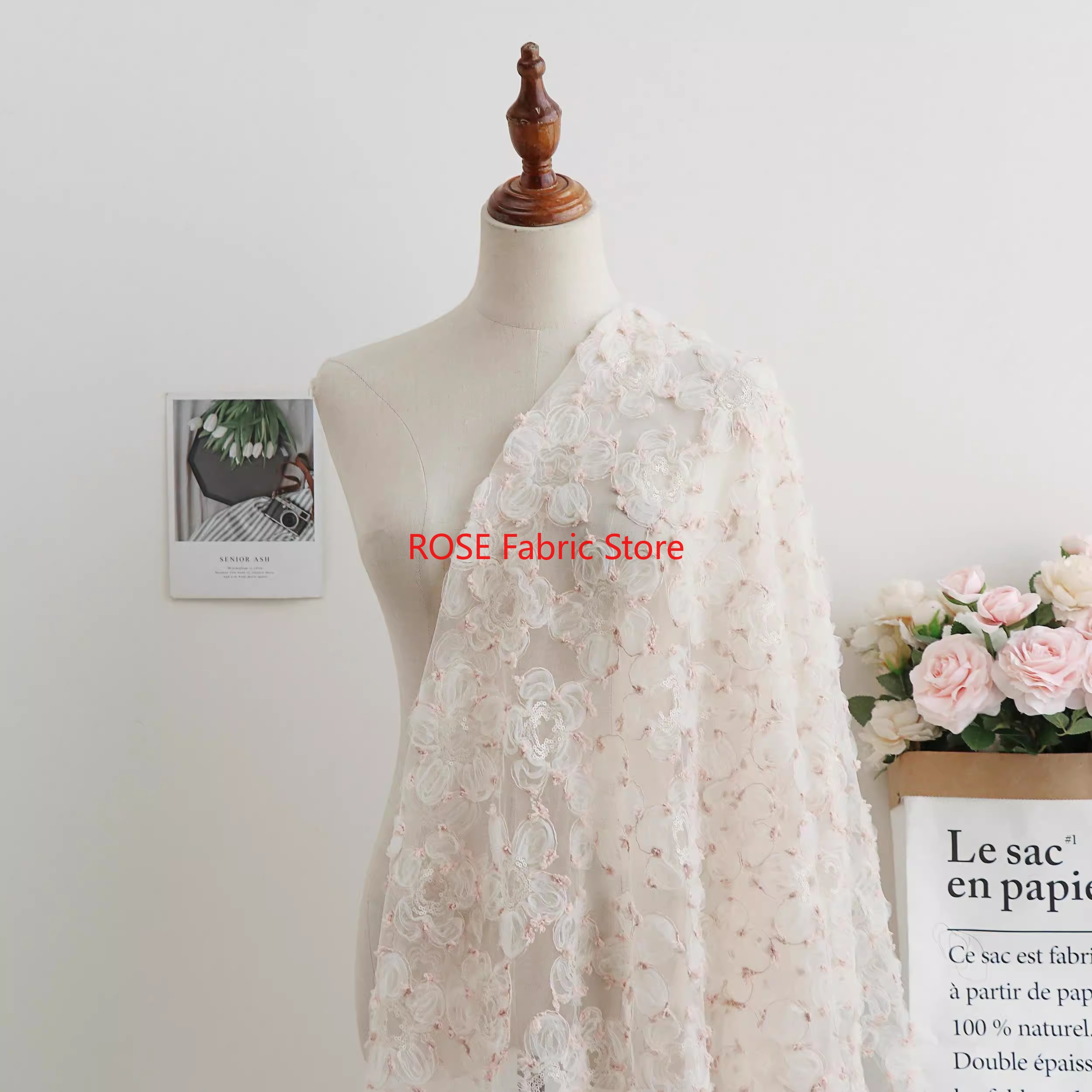 1 jard Piękna Różowo-Beżowa Ko – Embroidery Underlay recenzja i cena