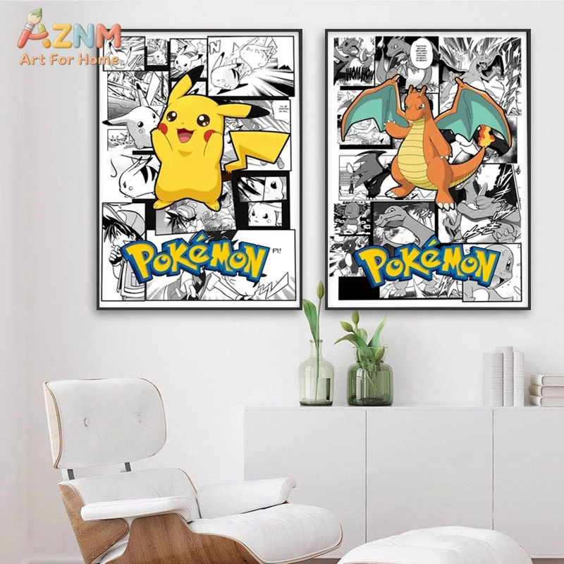 AZNM Pokemon Charizard Pikachu – Embroidery Wall Art recenzja i cena